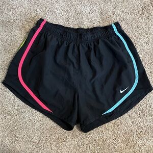 Nike dri-fit running shorts with neon stripes